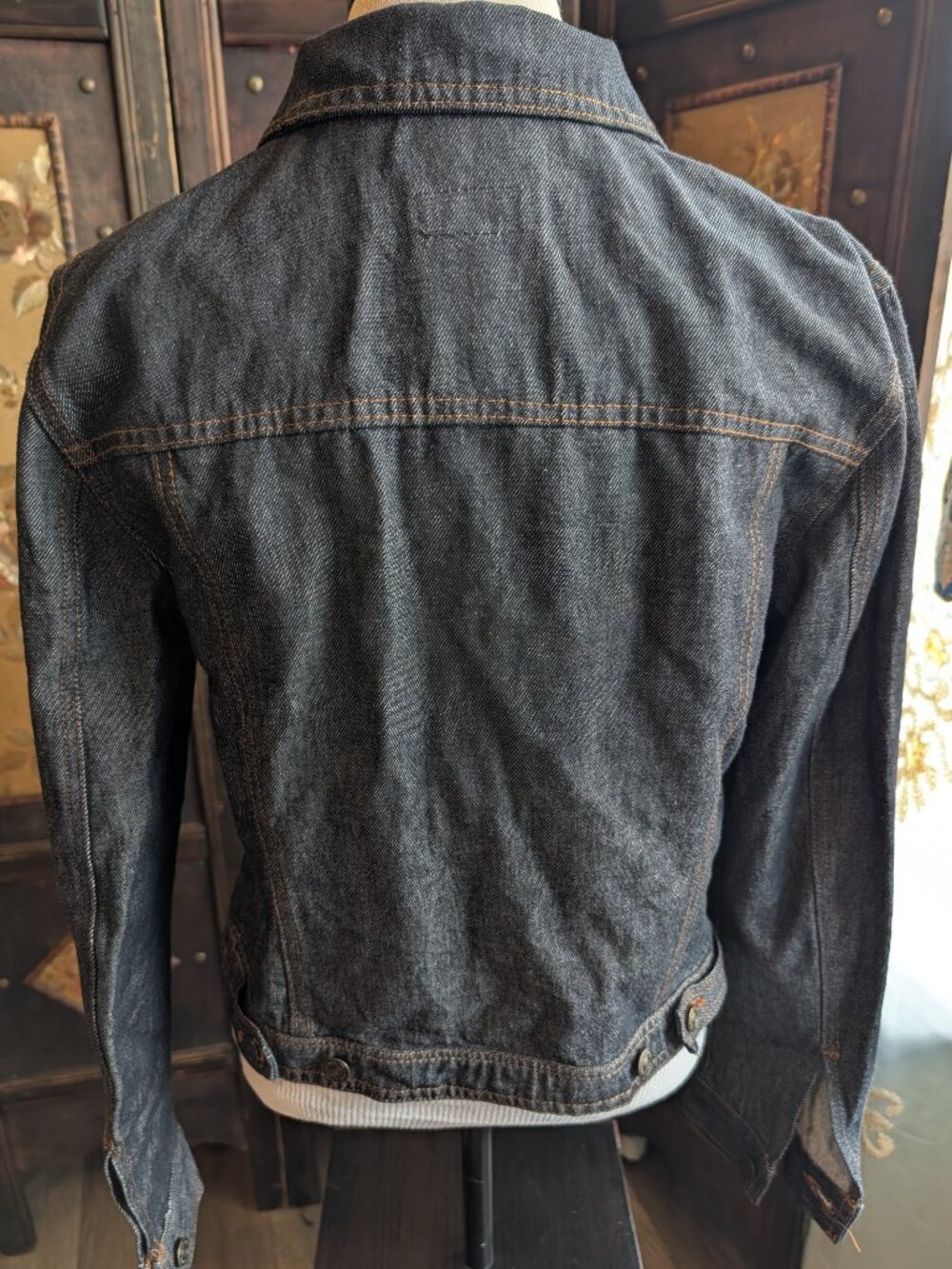 Vintage New Contal Roma Dark Wash Denim Trucker Jean Jacket Made in Italy Sz 46 - Picture 4 of 10